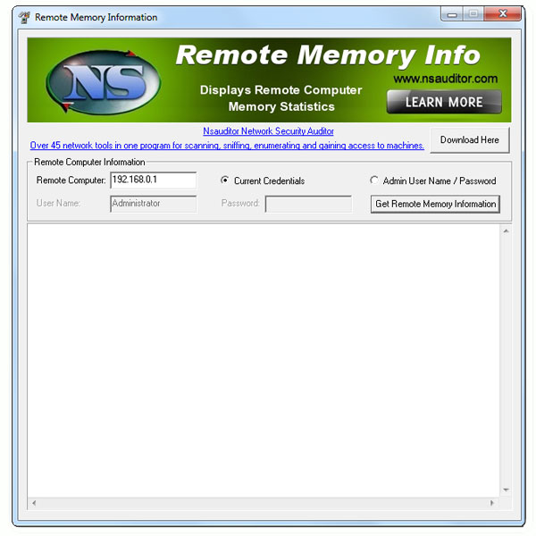 Remote Memory Info 1.2.5 software screenshot