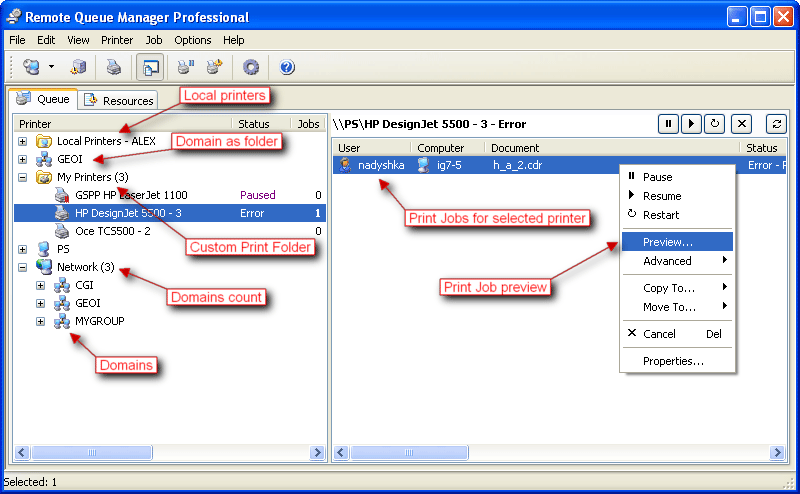 Remote Queue Manager Personal 5.20.173 software screenshot