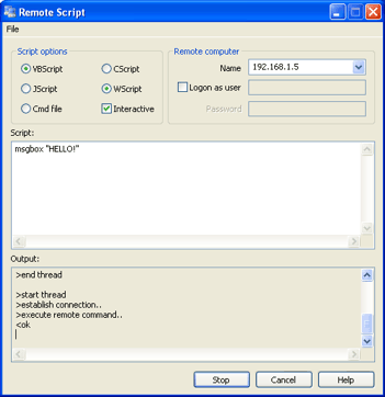 Remote Script 1.0 software screenshot