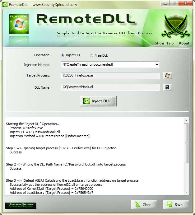 RemoteDLL Portable 4.5 software screenshot