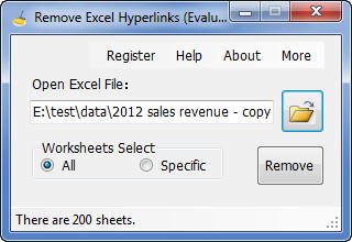 Remove Excel Hyperlinks 2.4.2.19756 software screenshot
