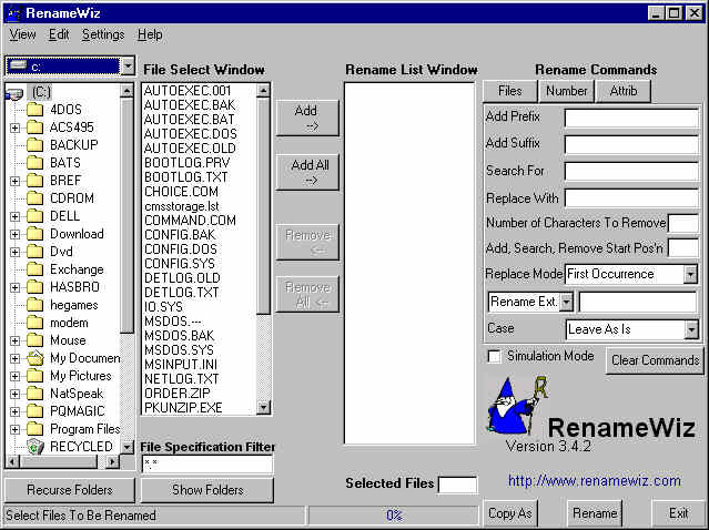 RenameWiz 3.4.2 software screenshot