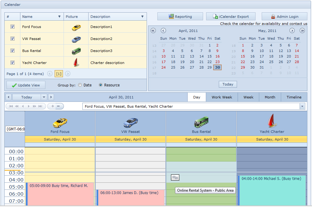 Rental Calendar for Workgroup 4.4 software screenshot