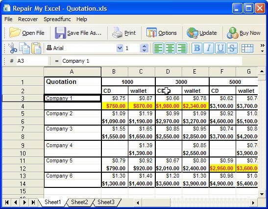 Repair My Excel 1.1.0.71 software screenshot