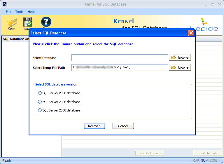 Repair SQL 2000 11.07.01 software screenshot