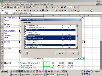 RepairCost Estimator for Excel 13.00.0000 software screenshot
