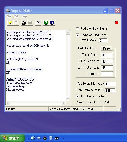 Repeat Dialer 3.52.1 software screenshot