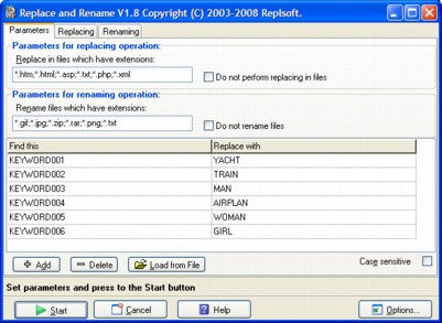 Replace and Rename 1.9 software screenshot