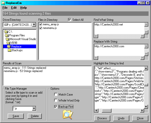 ReplaceEm 1.0 software screenshot