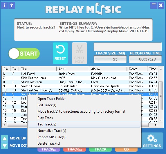 Replay Music 7.0.1.54 software screenshot