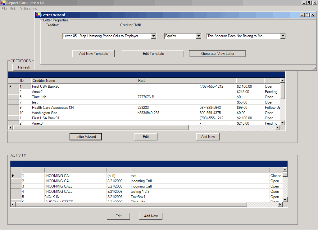 Report Guru Credit Repair Kit 1.00 software screenshot