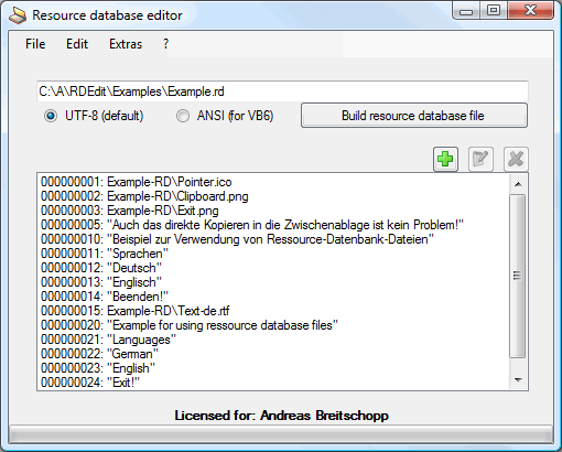 Resource Database Editor 2.4.1 software screenshot