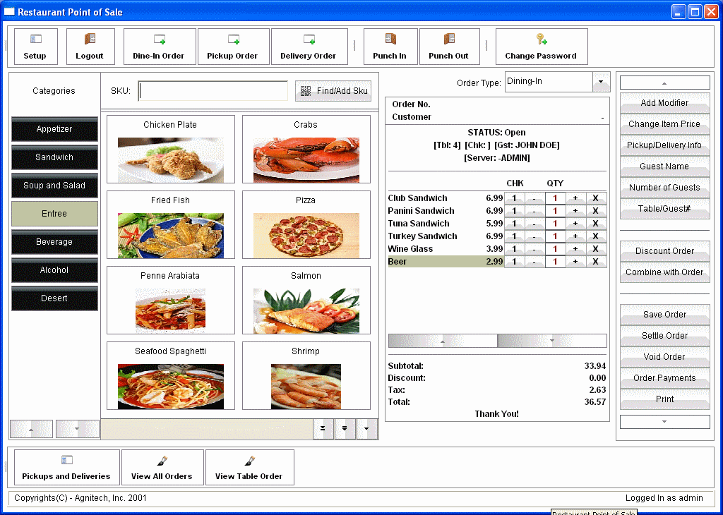 Restaurant Point of Sale 11.76 software screenshot