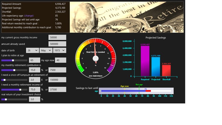 Retirement Value Calculator 1.0.0.5 software screenshot