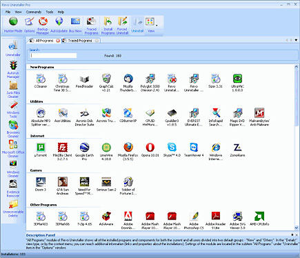 Revo Uninstaller Pro 3.1.9 software screenshot