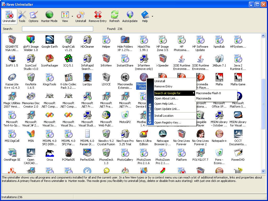 Revo Uninstaller 2.0.3 software screenshot