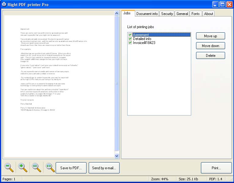 Right PDF Printer Pro 2.3 software screenshot
