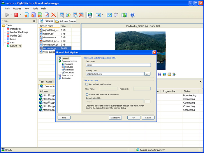 Right Picture Download Manager 2.3 software screenshot