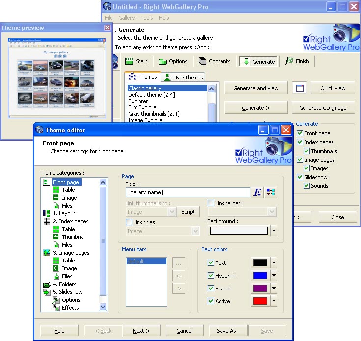 Right WebGallery Pro 2.6 software screenshot