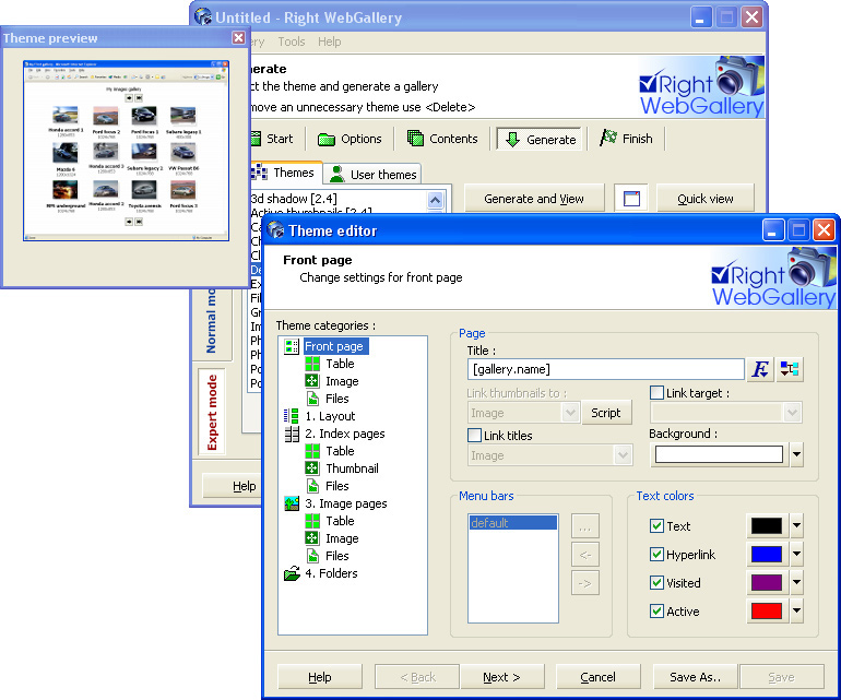 Right WebGallery 2.6 software screenshot