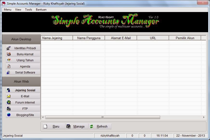 RikySoft Simple Account Manager 1.0 software screenshot