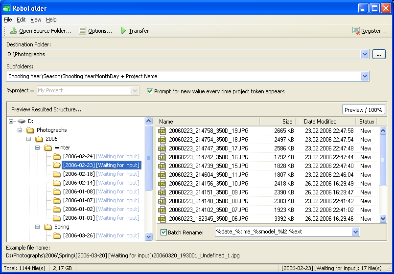 RoboFolder 1.2.0.72 software screenshot
