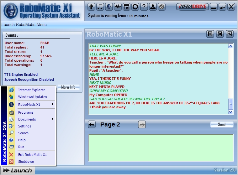 RoboMatic X1 2.0.0.0 software screenshot