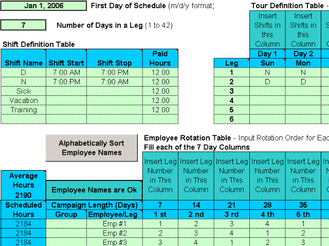 Rotating Shift Schedules for Your People 5.24 software screenshot