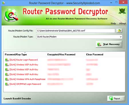 Router Password Decryptor 5.0 software screenshot