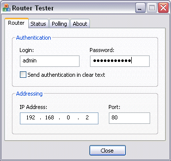Router Tester 1.02 software screenshot