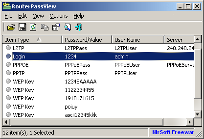 RouterPassView 1.65 software screenshot