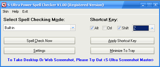 S-Ultra Power Spell Checker 1.00 software screenshot