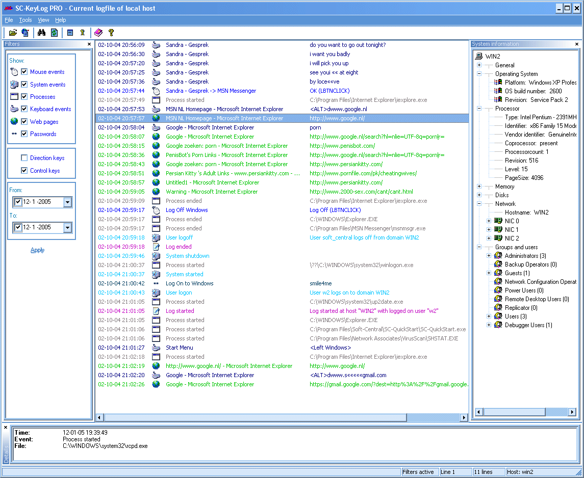 SC-KeyLog PRO 3.2 software screenshot