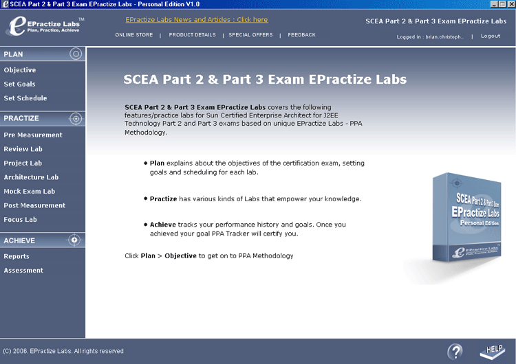 SCEA Part 2 & Part 3 Exam EPractize Labs 1.0 software screenshot