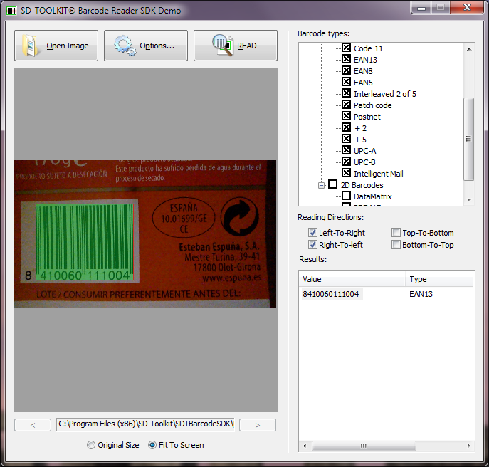 SD-TOOLKIT Barcode Reader SDK 2.1.150.1 software screenshot