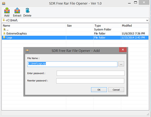 SDR Free RAR File Opener 1.0 software screenshot