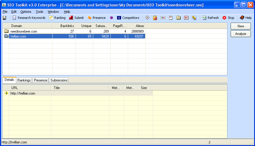 SEO Toolkit 3.0 software screenshot