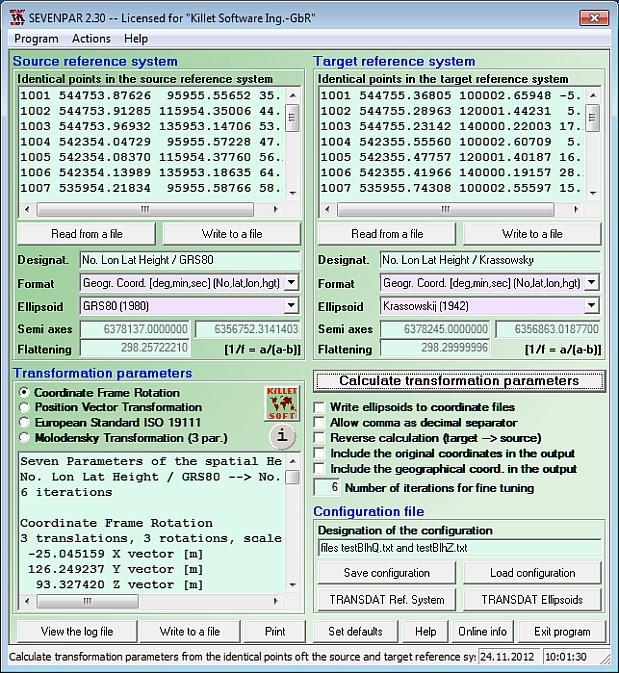 SEVENPAR 7.01 software screenshot