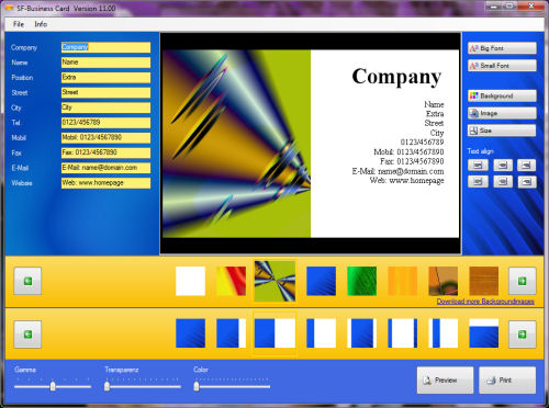 SF-Business Card 11.00 software screenshot