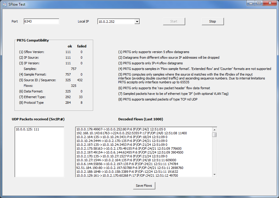 SFlow Test 1.0.0.0 software screenshot