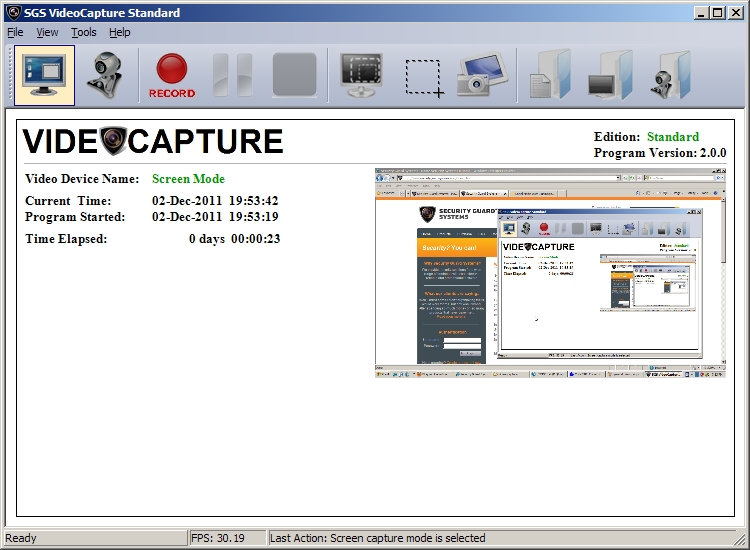 SGS VideoCapture Free 3.0.0 software screenshot