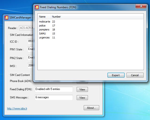 SIMCardManager 1.1.0.1 software screenshot