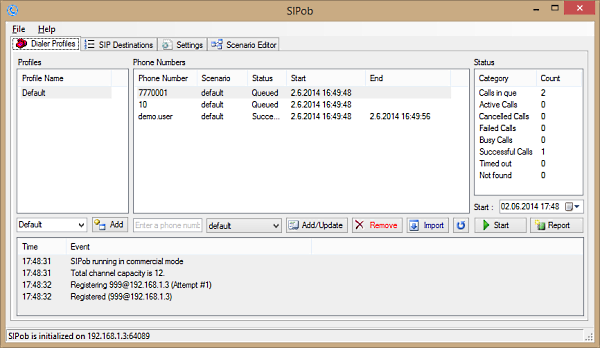 SIPob 1.1.2.0 software screenshot