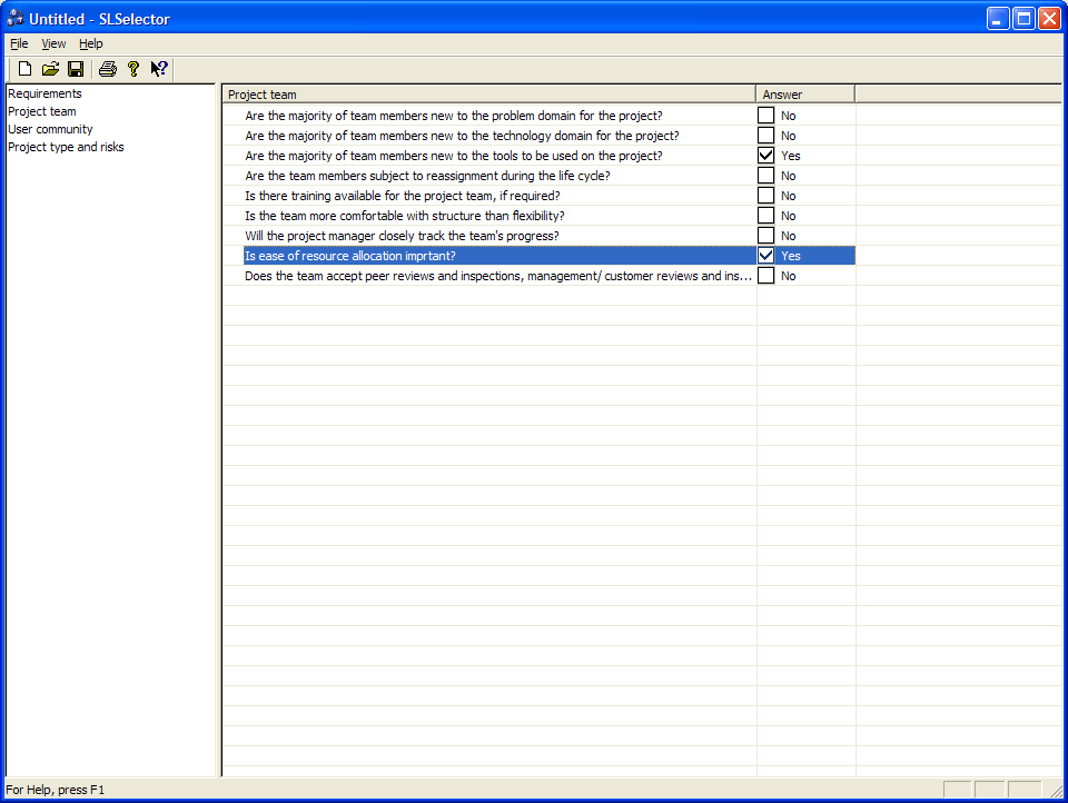 SLSelector 1.1 software screenshot