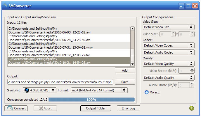SMConverter 1.1.2 software screenshot