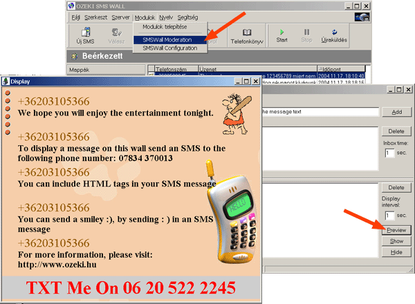 SMS Wall 5.2 software screenshot