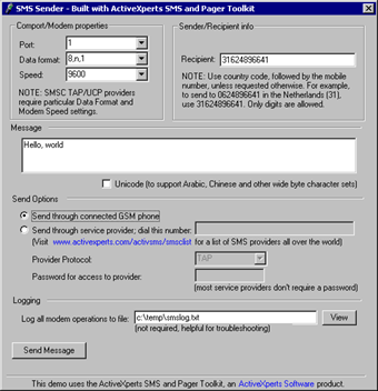 SMS and Pager Toolkit 4.1 software screenshot