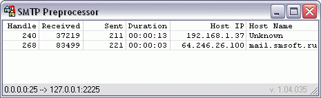 SMTP Preprocessor 1.10 software screenshot