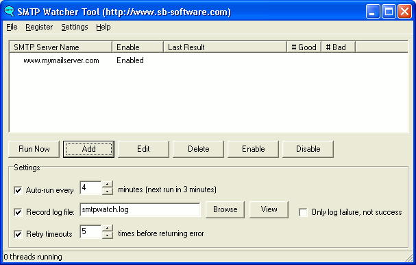 SMTP Watcher 1.0 software screenshot