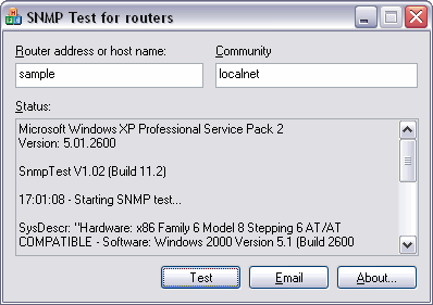 SNMPTest 1.7 software screenshot